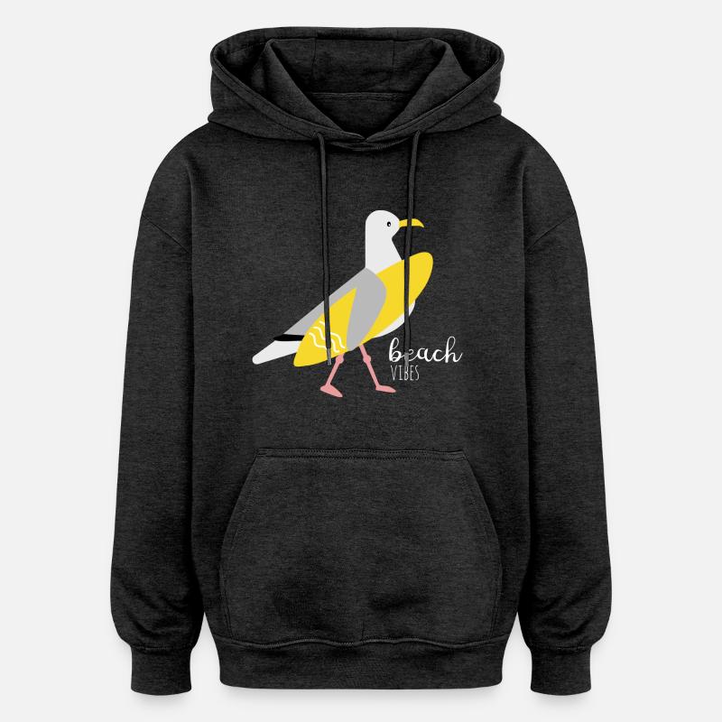 Surfer Seagull - Oversized Unisex Hoodie - charcoal grey