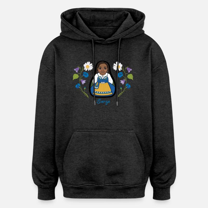 Tanya suédoise aux fleurs. - Sweat à capuche oversize unisexe - charbon