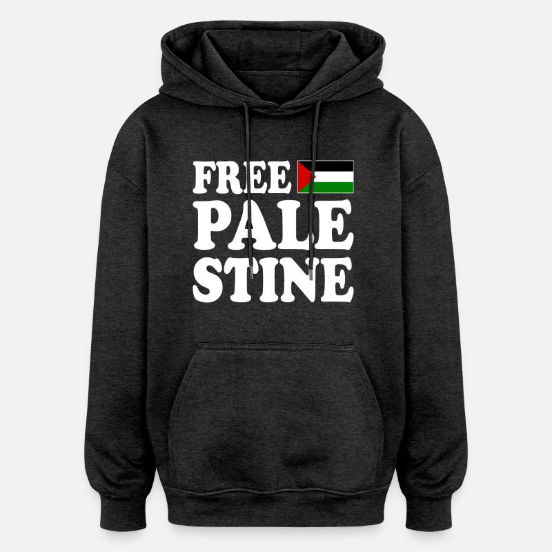 Free palestine - Sweat à capuche oversize unisexe - charbon