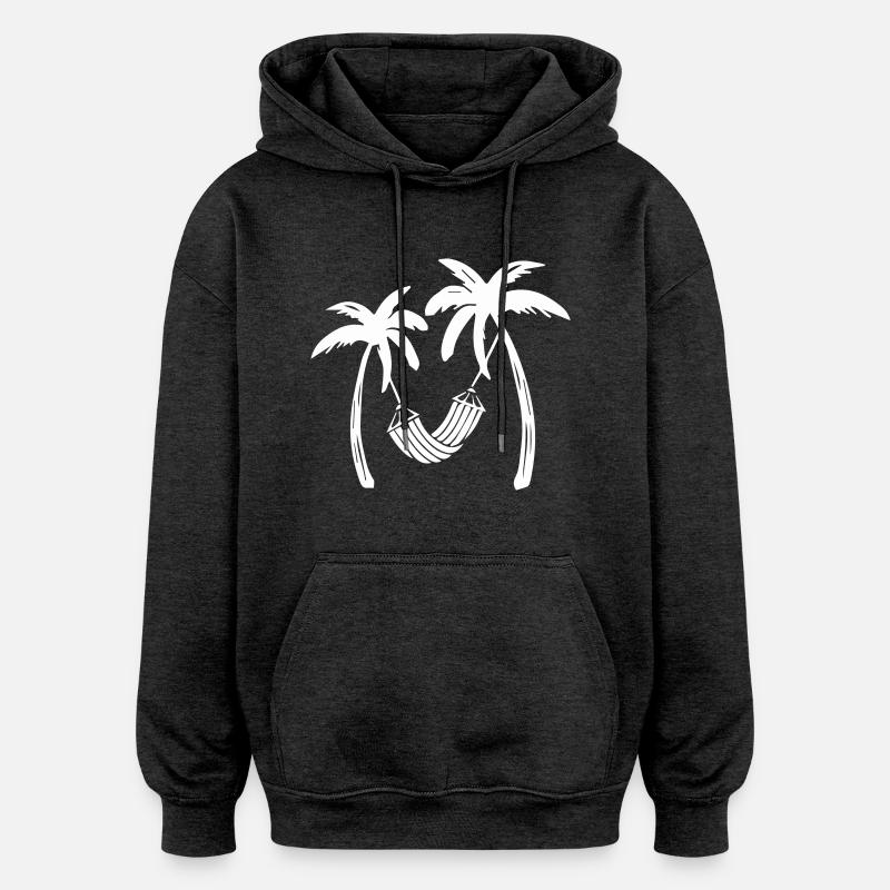 Palmiers Relax - Sweat à capuche oversize unisexe - charbon