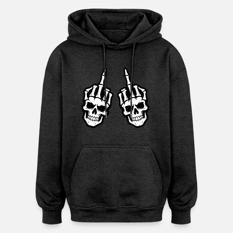 Main squelette du majeur - Sweat à capuche oversize unisexe - charbon