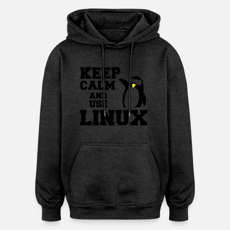 garder utilisation calme linux - Sweat à capuche oversize unisexe - charbon