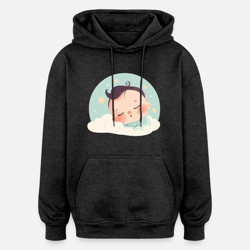 Bébé endormi - Sweat à capuche oversize unisexe - charbon