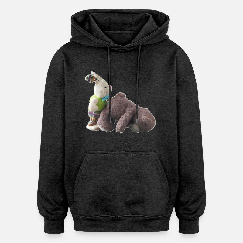 lapin ourson - Sweat à capuche oversize unisexe - charbon
