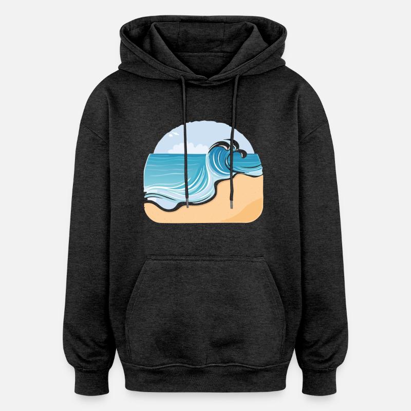 Plage de sable - Sweat à capuche oversize unisexe - charbon