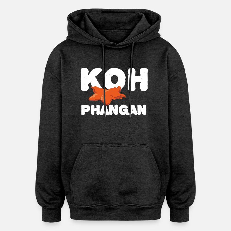 Texte de Koh Phangan - Sweat à capuche oversize unisexe - charbon