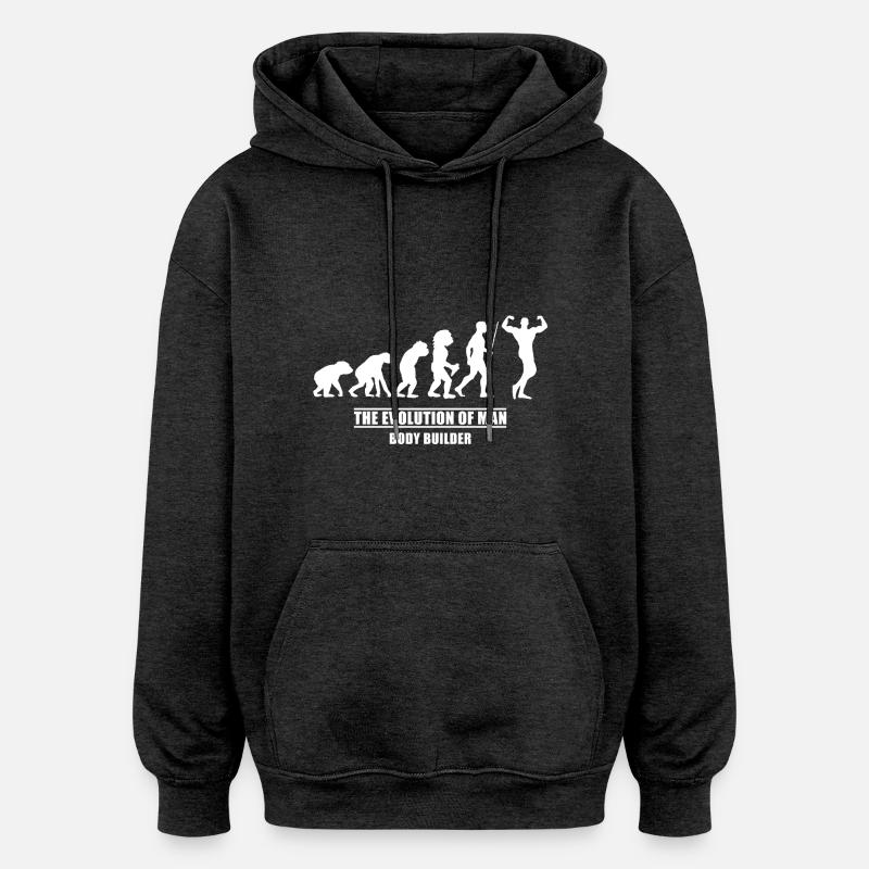 Evolution weight training - Oversized Unisex Hoodie - charcoal grey