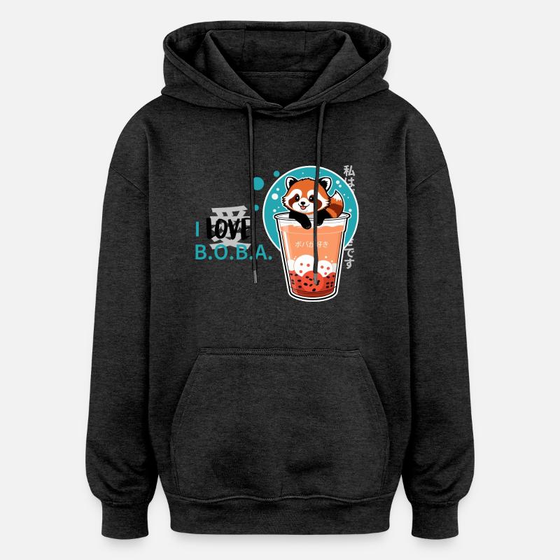 j’adore Boba - Sweat à capuche oversize unisexe - charbon