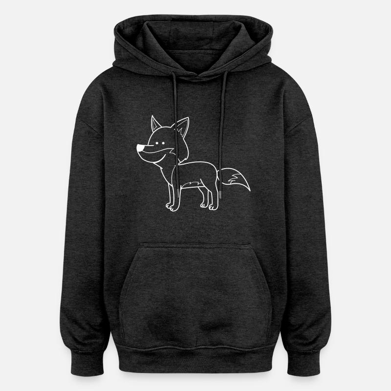 Bande dessinée de renard - Sweat à capuche oversize unisexe - charbon