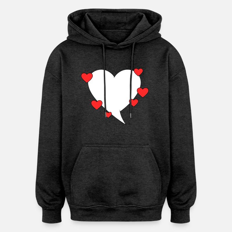 Sprechblase mit Herzen - Oversized Unisex Hoodie - Anthrazit