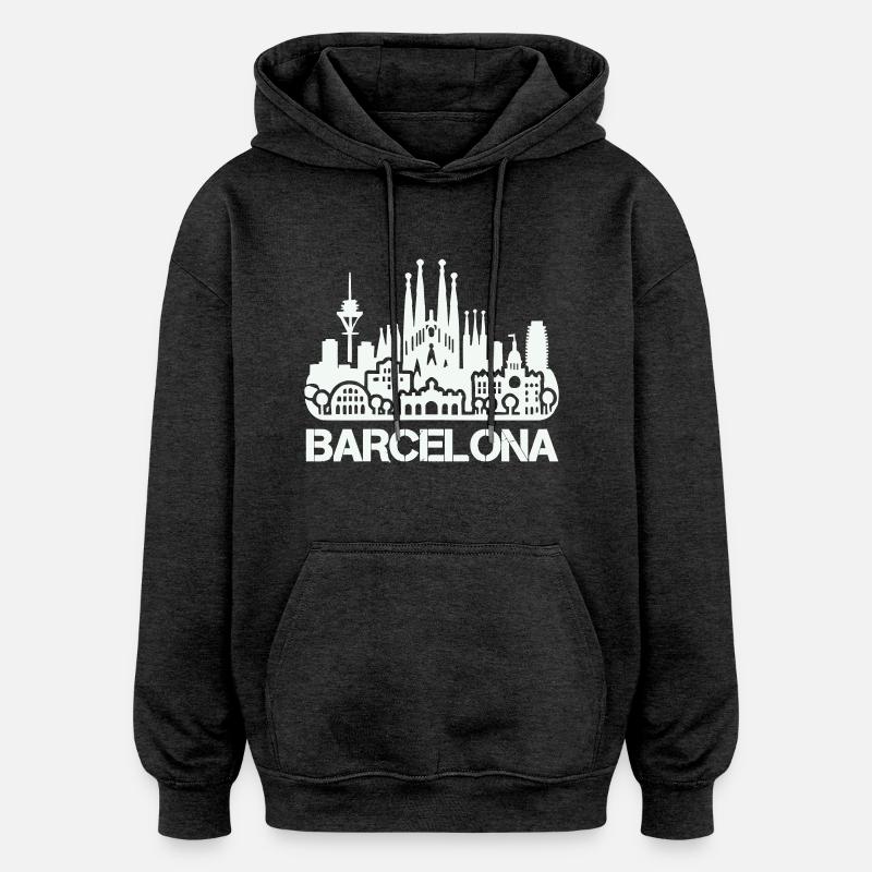 Horizon de Barcelone - Sweat à capuche oversize unisexe - charbon