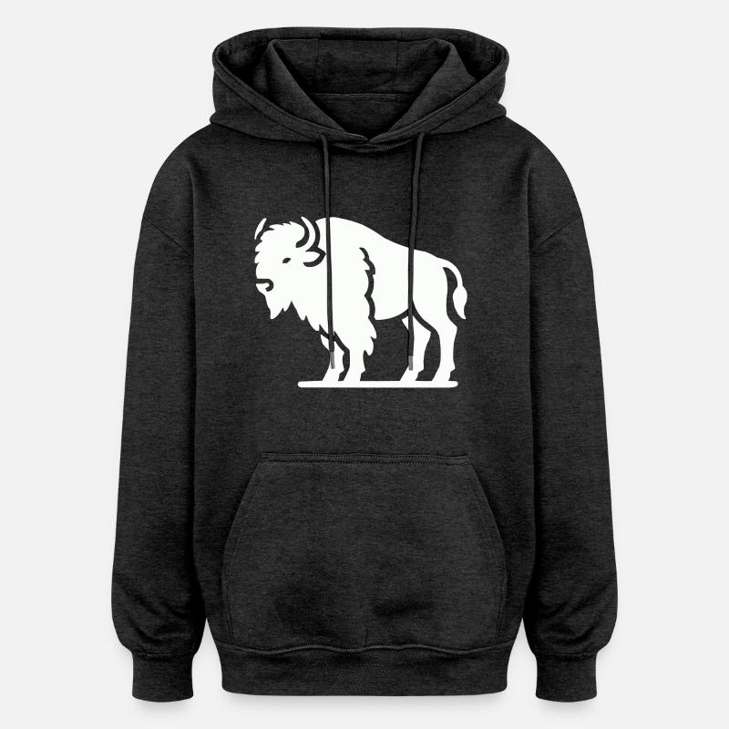 Bison Animal - Sweat à capuche oversize unisexe - charbon