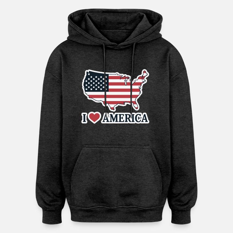 J’AIME L’AMÉRIQUE - Sweat à capuche oversize unisexe - charbon