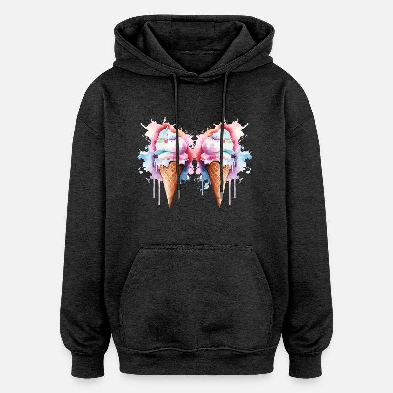 Crème glacée Crème glacée - Sweat à capuche oversize unisexe - charbon