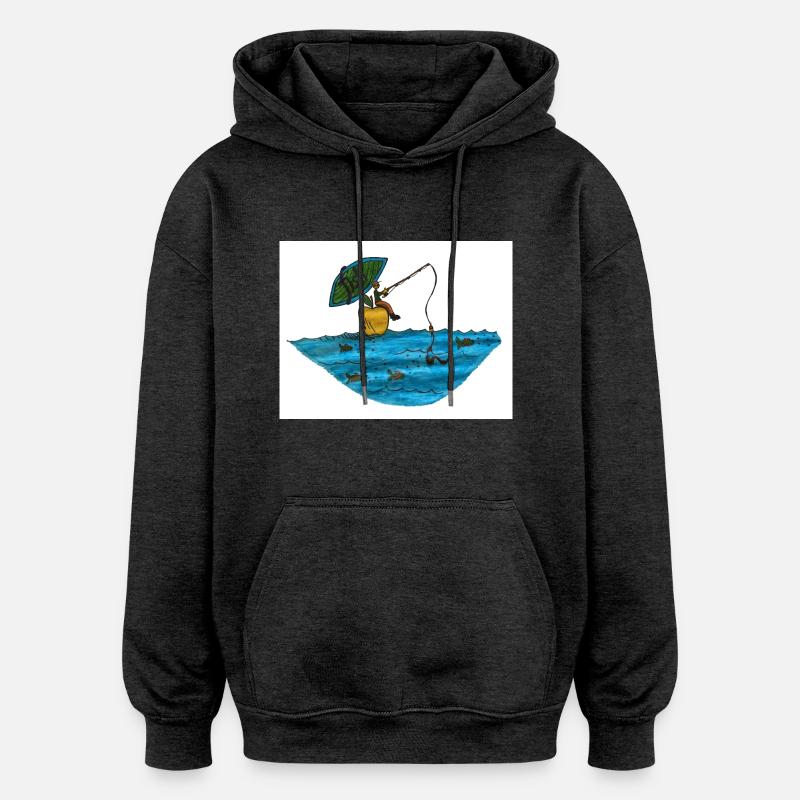 Fish - Oversized Unisex Hoodie - charcoal grey