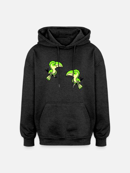 Perroquet 2 - Sweat à capuche oversize unisexe - charbon