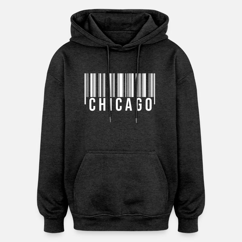 Chicago Barcode1 - Oversized Unisex Hoodie - charcoal grey
