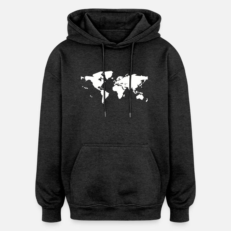 carte mondiale blanche - Sweat à capuche oversize unisexe - charbon