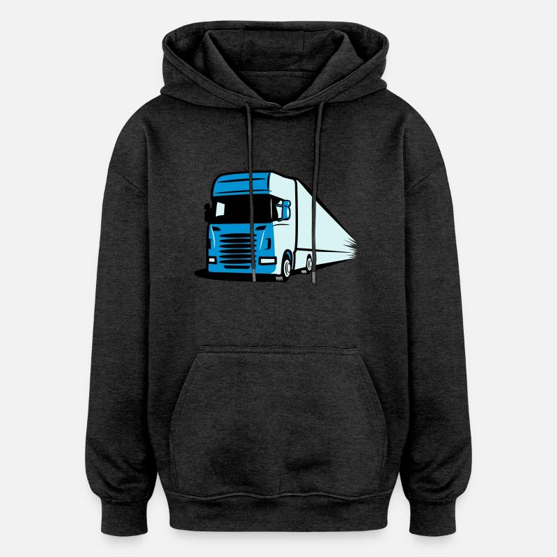 Art de camion camion - Sweat à capuche oversize unisexe - charbon