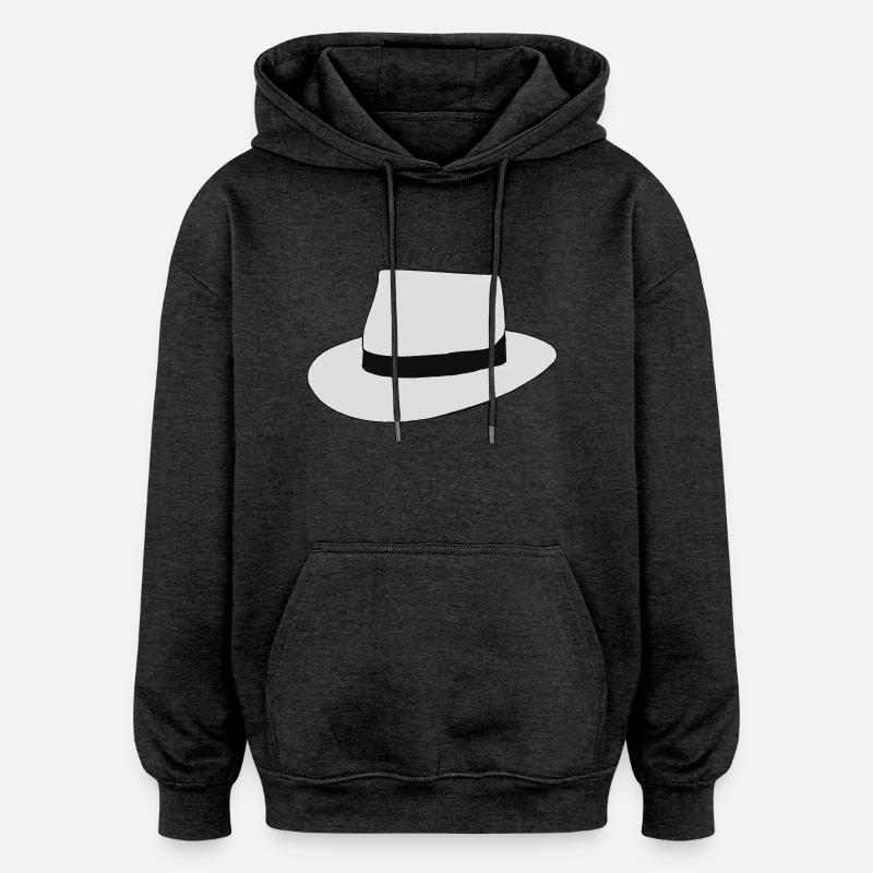 chapeau blanc - Sweat à capuche oversize unisexe - charbon