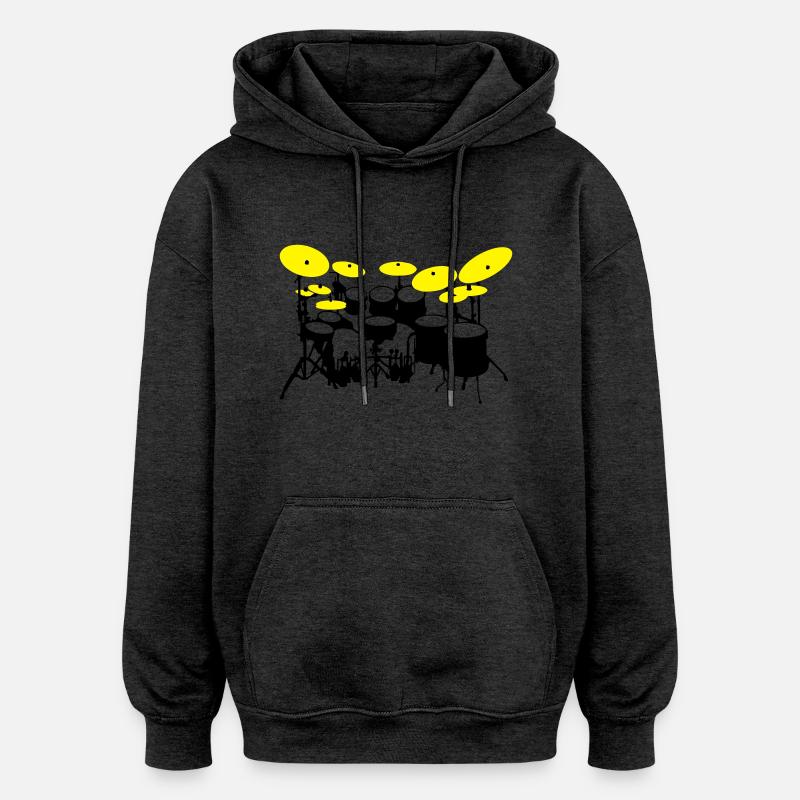 grand kit de batterie - Sweat à capuche oversize unisexe - charbon