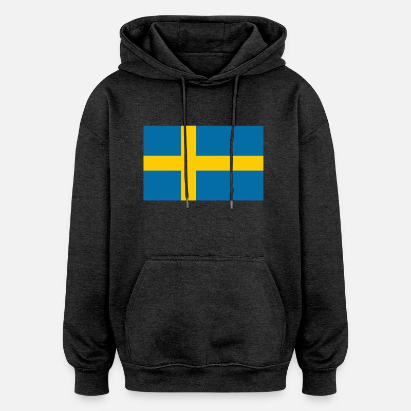 Drapeau Suède / Sweden flag - Sweat à capuche oversize unisexe - charbon
