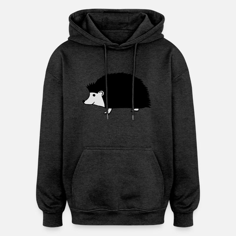 hand drawn hedgehog - Oversized Unisex Hoodie - charcoal grey