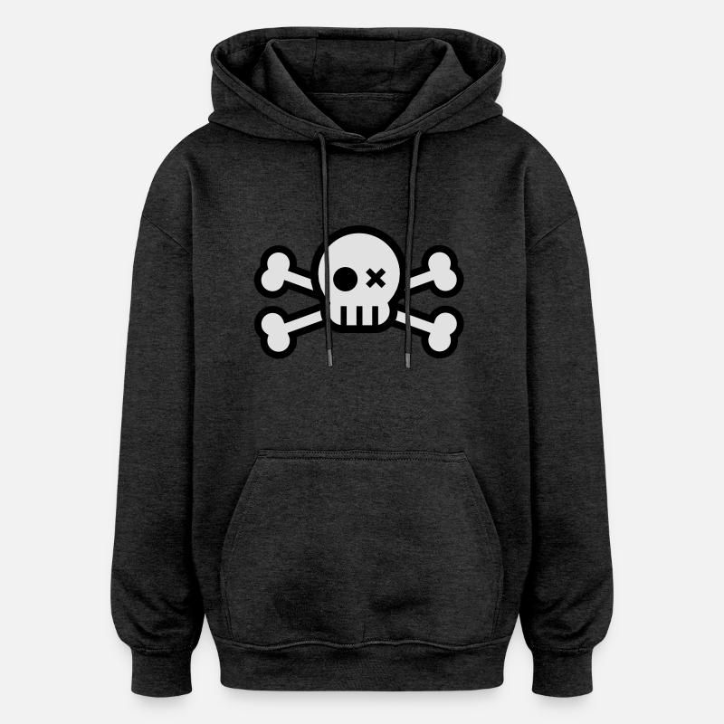crâne et os croisés - Sweat à capuche oversize unisexe - charbon