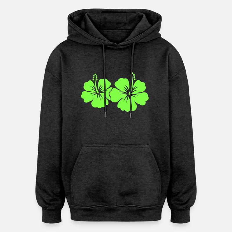 Fleur d’hibiscus - Sweat à capuche oversize unisexe - charbon