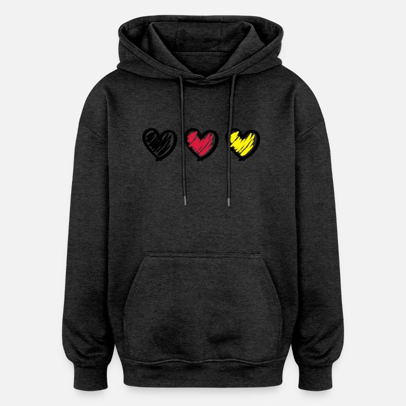 germany_hearts_f2 - Sweat à capuche oversize unisexe - charbon