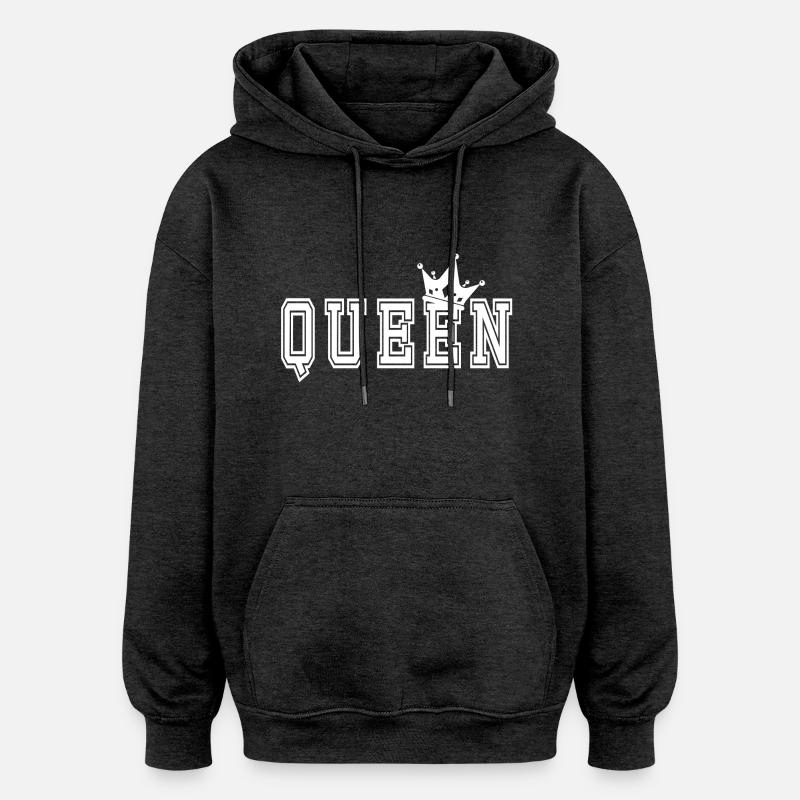 Queen devant - Sweat à capuche oversize unisexe - charbon