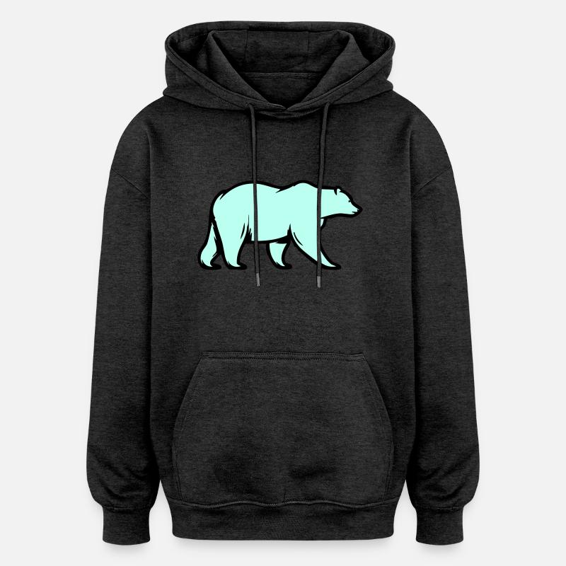 Ours blanc - Sweat à capuche oversize unisexe - charbon