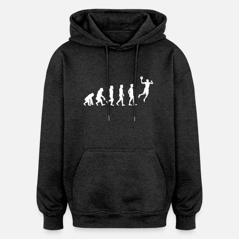 Basketball Evolution! - Oversized Unisex Hoodie - charcoal grey