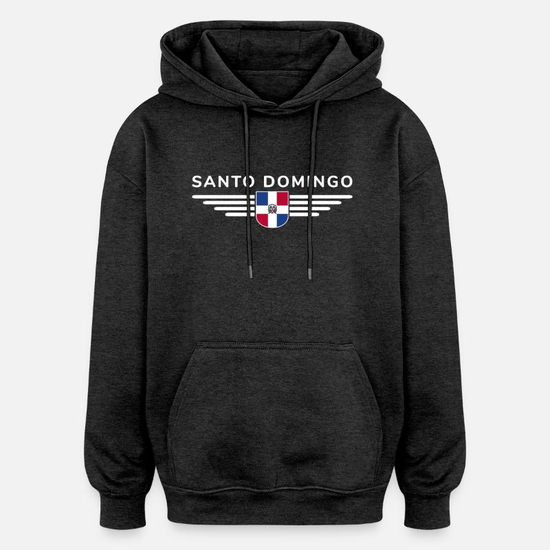 Conception de t-shirt Santo Domingo - Sweat à capuche oversize unisexe - charbon