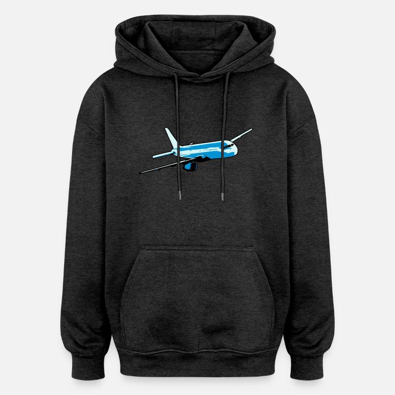 Plane flying airliner - Oversized Unisex Hoodie - charcoal grey