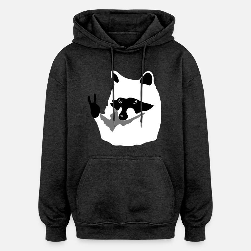 Waschbär-Peace - Oversized Unisex Hoodie - Anthrazit