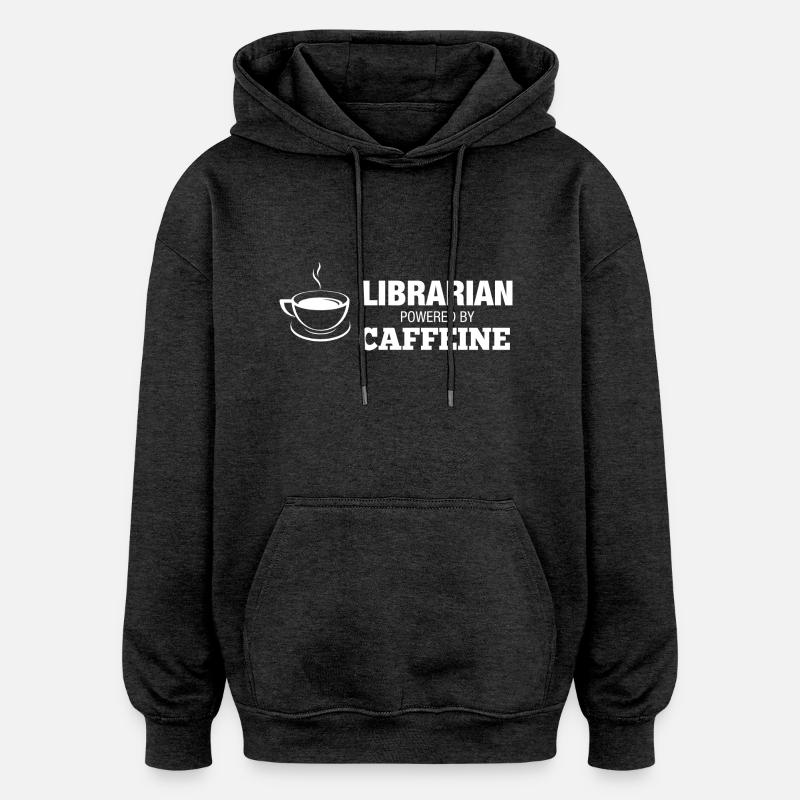 Librarian Coffee - Sweat à capuche oversize unisexe - charbon