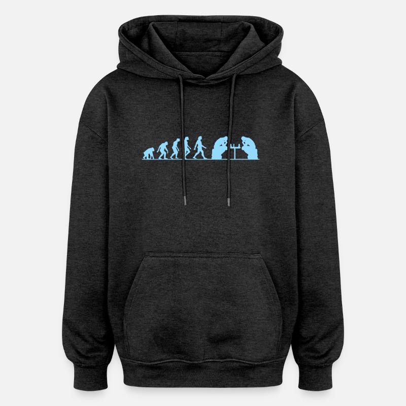 Evolution échec - Sweat à capuche oversize unisexe - charbon