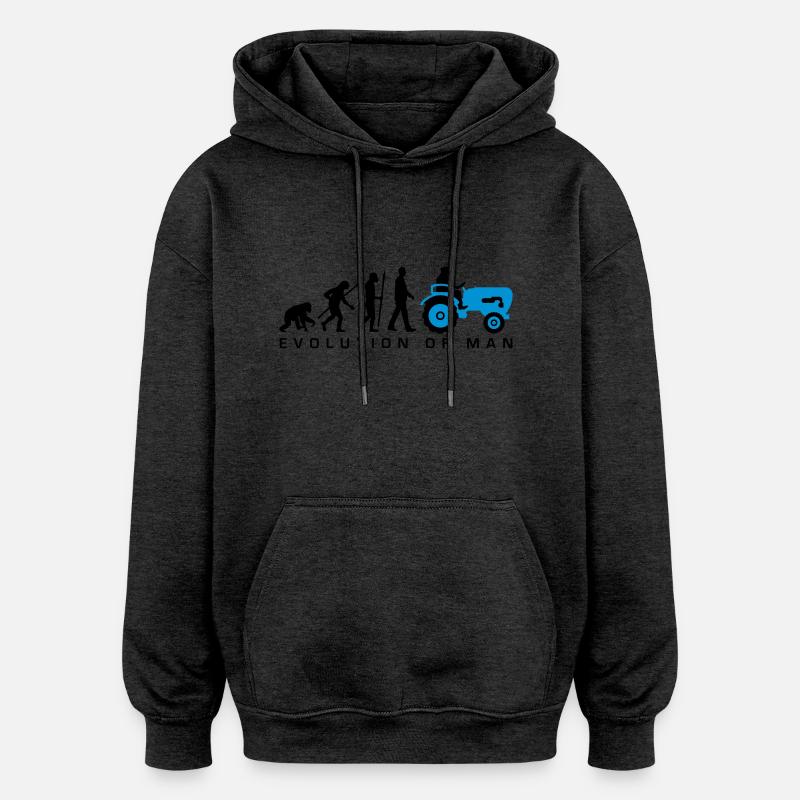 evolution_bauer_mit_traktor_032013_a_2c - Sweat à capuche oversize unisexe - charbon