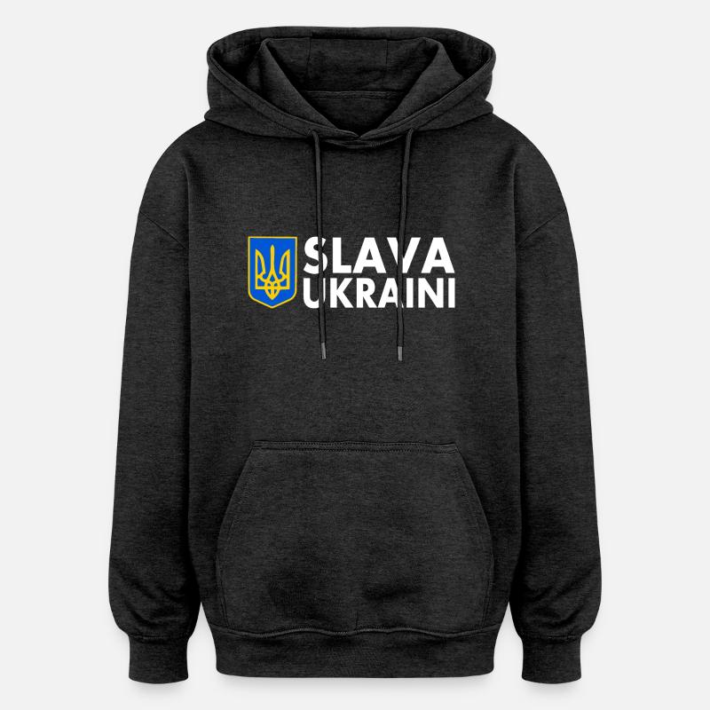 Slava ukraini - Sweat à capuche oversize unisexe - charbon