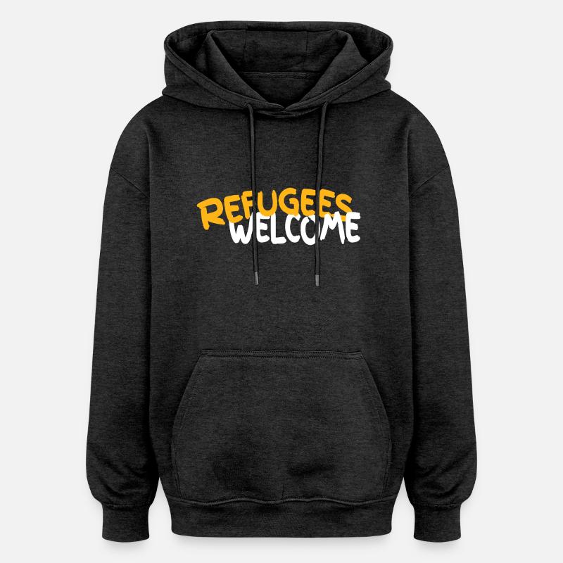 Flüchtlinge willkommen - Oversized Unisex Hoodie - Anthrazit