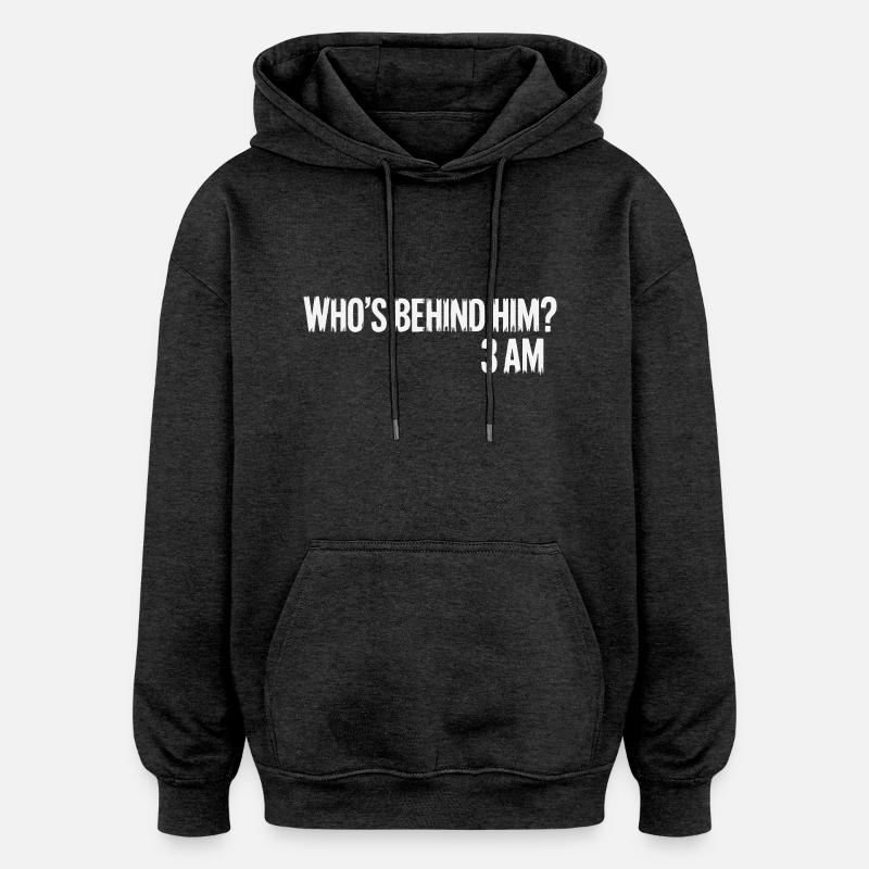 DERRIÈRE LUI - Sweat à capuche oversize unisexe - charbon