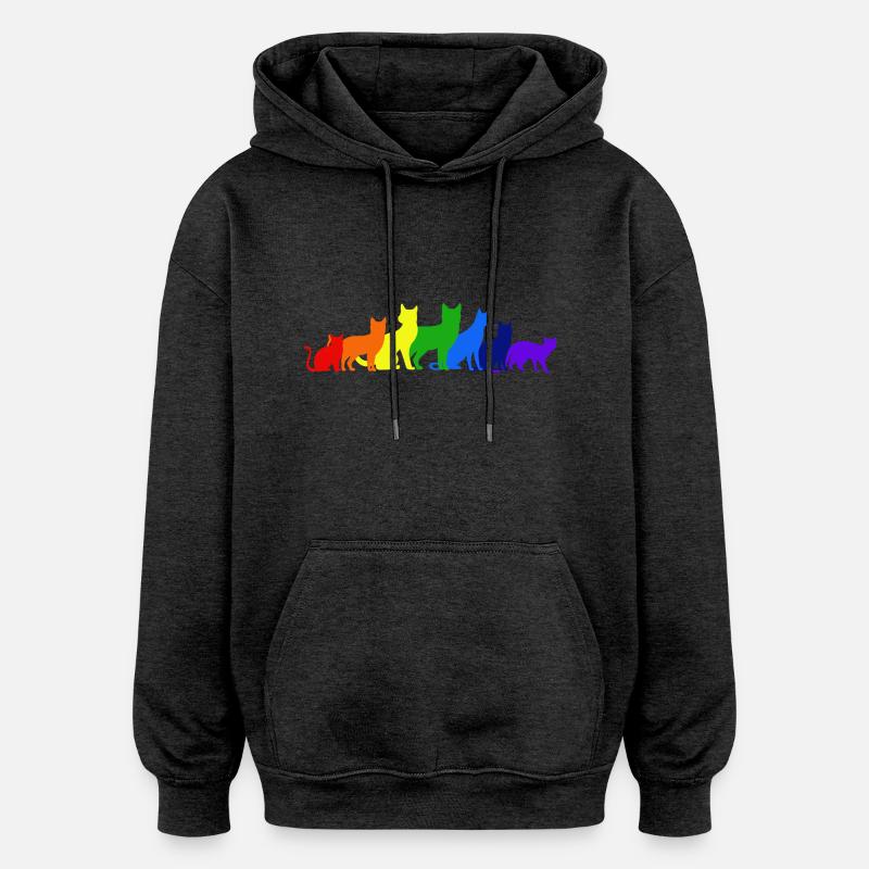 Regenbogen der Katzen - Oversized Unisex Hoodie - Anthrazit