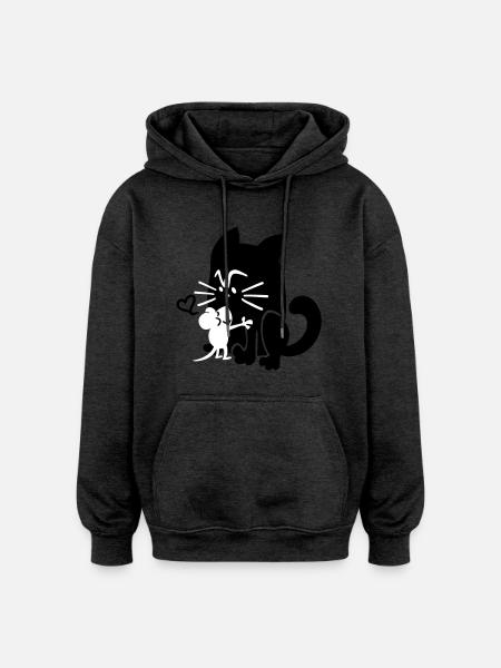 Katze + Maus - Oversized Unisex Hoodie - Anthrazit