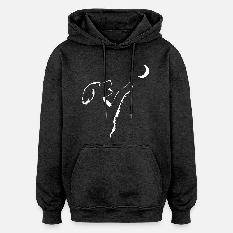 Chien regarde la lune - Sweat à capuche oversize unisexe - charbon