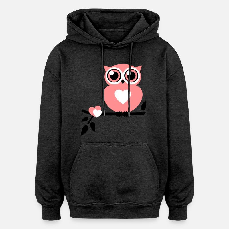 Amour de hibou - Sweat à capuche oversize unisexe - charbon