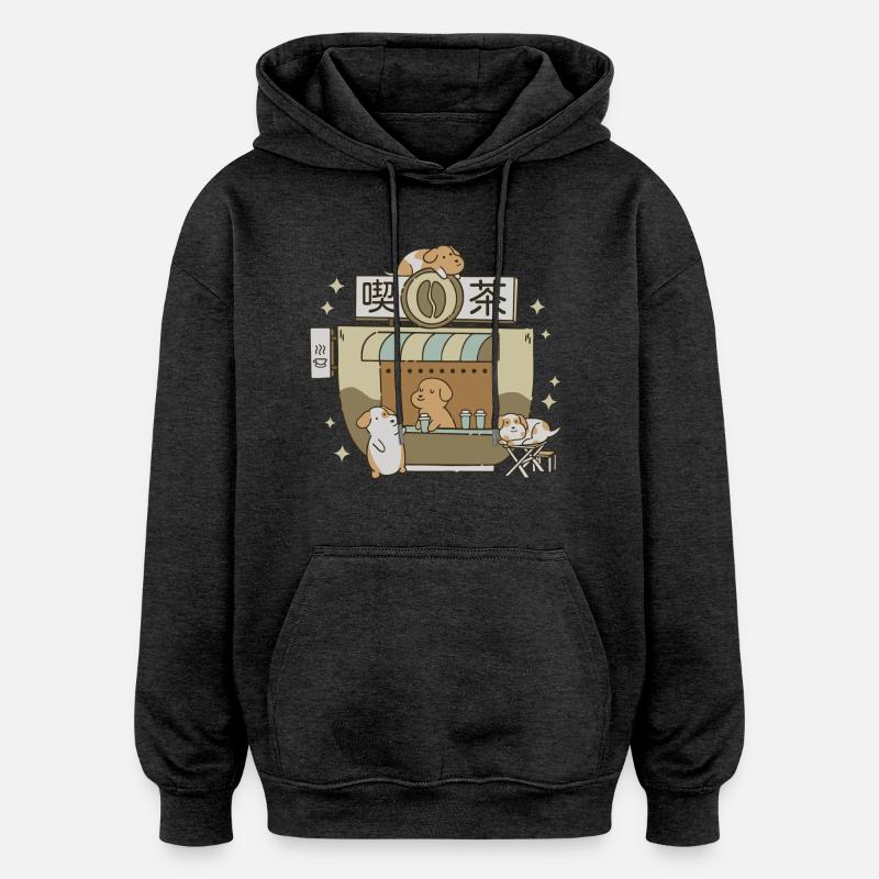 Café pour chiens - Sweat à capuche oversize unisexe - charbon