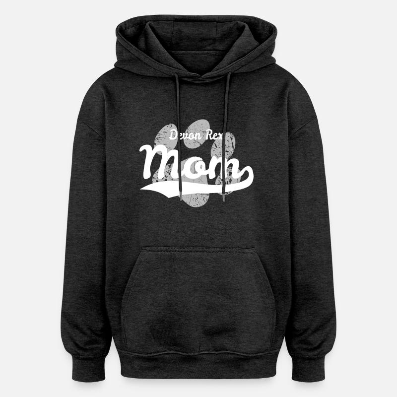 Devon Rex Maman - Sweat à capuche oversize unisexe - charbon