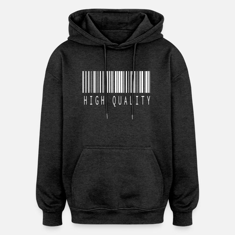 HAUTE QUALITÉ BLANC BARCODE - Sweat à capuche oversize unisexe - charbon