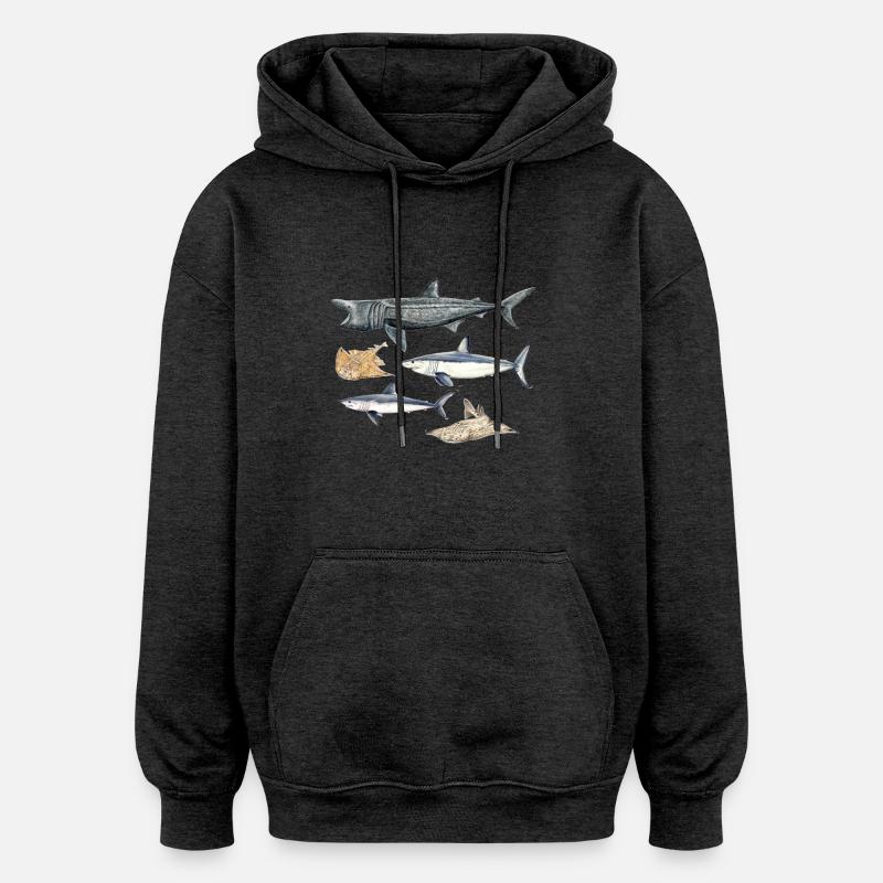Requins - Requins - Requins - Sweat à capuche oversize unisexe - charbon